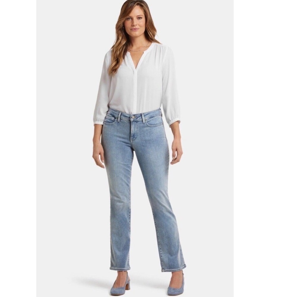 NYDJ‎ Marilyn Straight Leg Jeans Light Wash Denim Womens Size 12 Lift Tuck